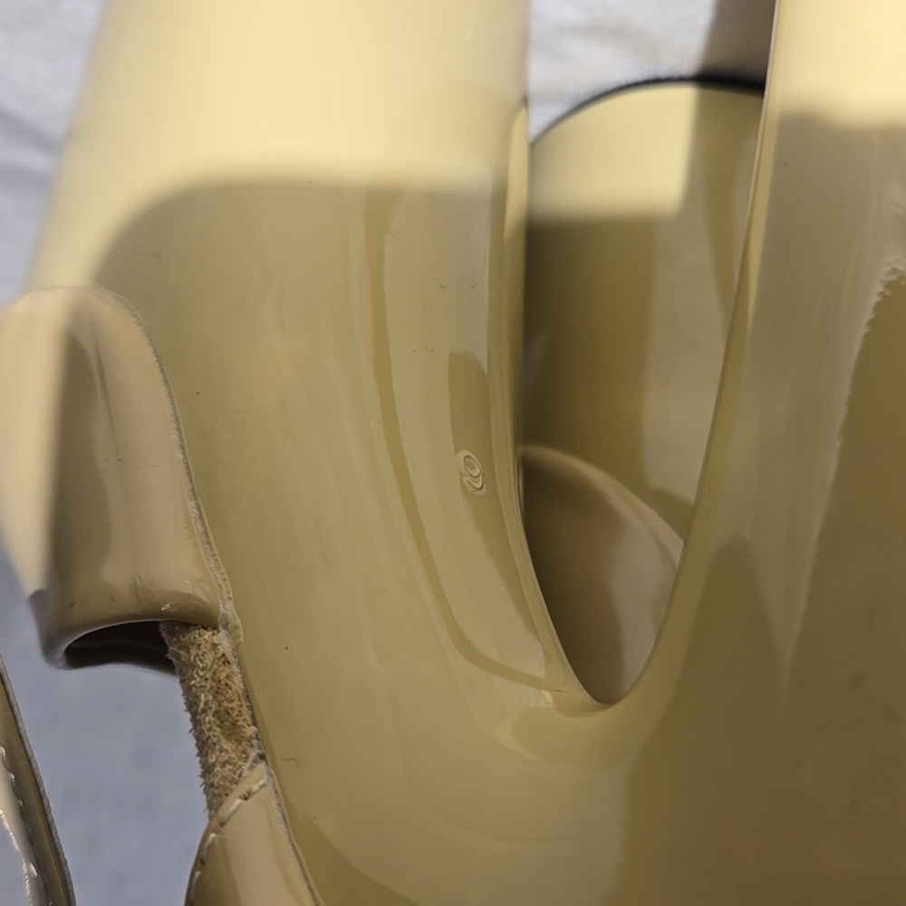 Pleaser Adore 709 Beige Patent Platform Heels 7 in 2.75 in SIZE 6 - Picture 8 of 8